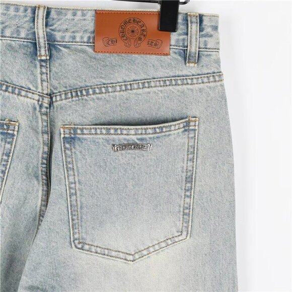 Chtome Heart classic white cross denim pants with a unique, high-end texture.S - Picture 8 of 10